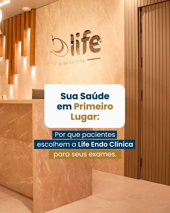 Recepção e Painel da Life Endo Clínica no Hospital Life Plus